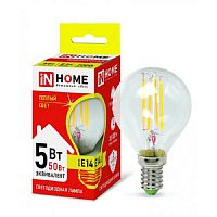 Лампа светодиодная филамент InHome Deco G45 Шар CL Е14 220В 5Вт 450Лм 3000К 45х76мм картинка 
